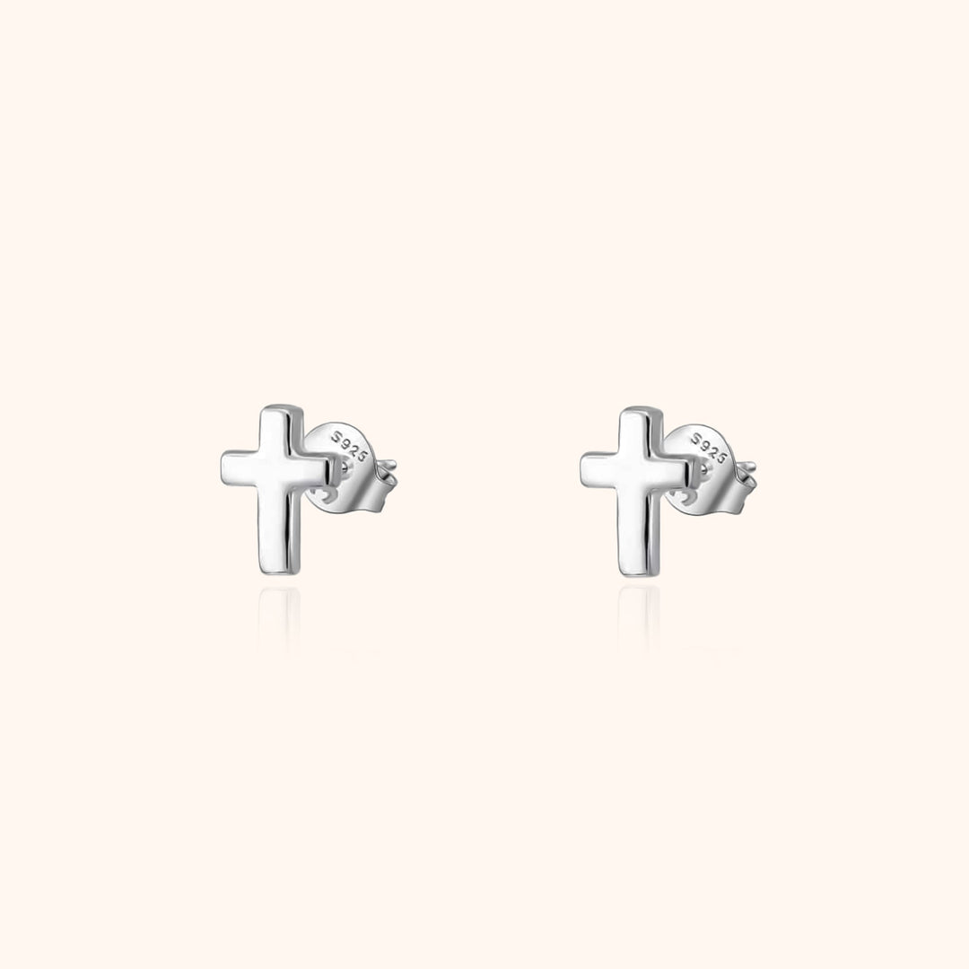 Subtle Cross Earrings - Lena-Silver-State of Style