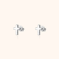 Subtle Cross Earrings - Lena-Silver-State of Style