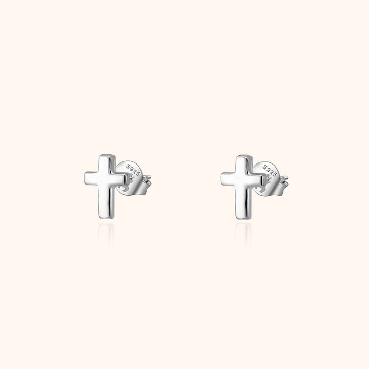 Subtle Cross Earrings - Lena-Silver-State of Style