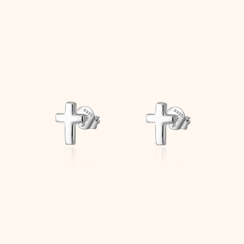 Subtle Cross Earrings - Lena-Silver-State of Style