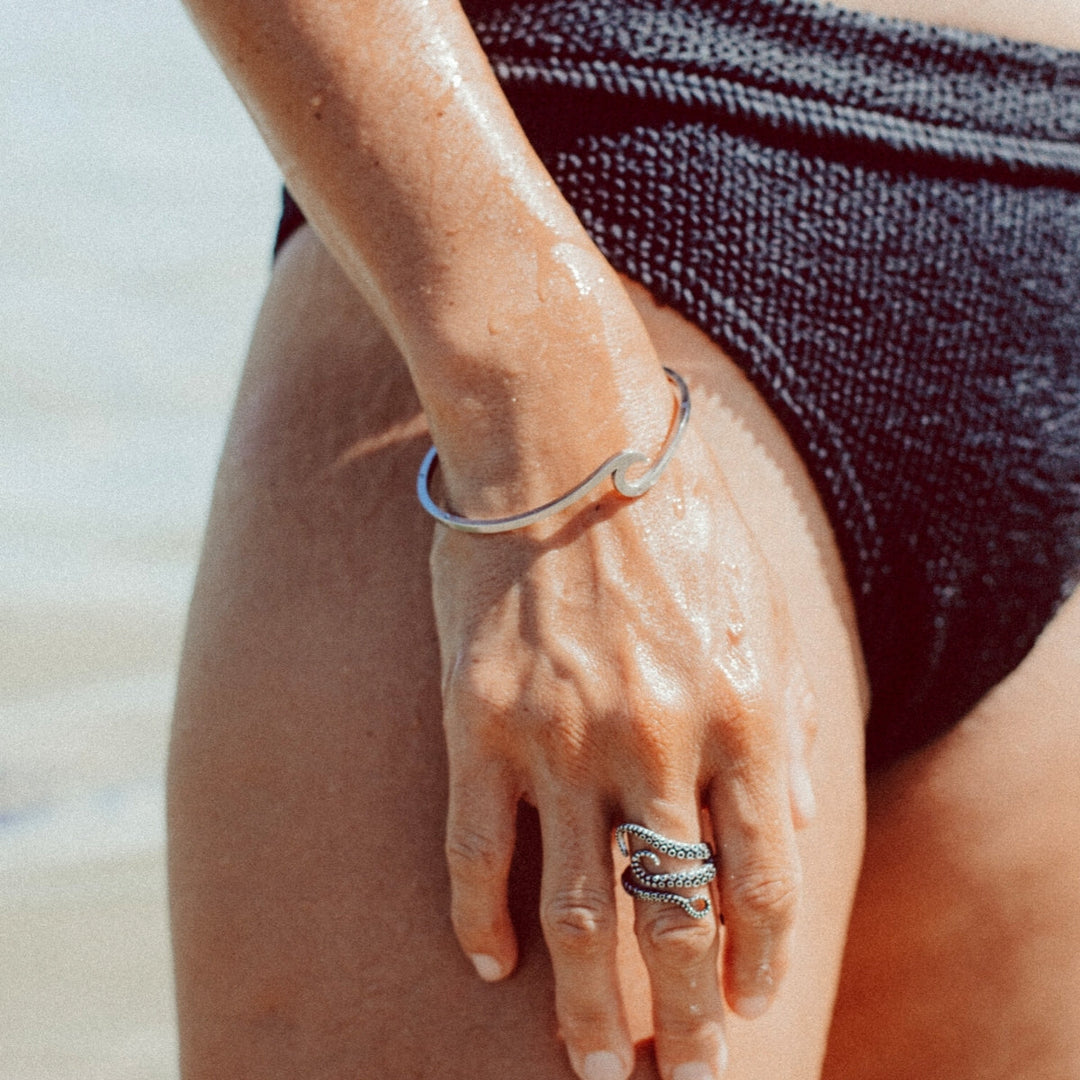 Subtle Waves Bracelet for Women - Mira-Silver-State of Style