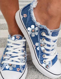 Sugarplum Sprinters Sneakers – Retro Floral Canvas Lace-Up Shoes-Light Blue-6.0 (23.5cm)-State of Style