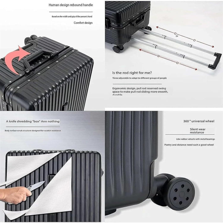 Hard Shell Carry-On Suitcase with Wide Handle and Aluminium Frame