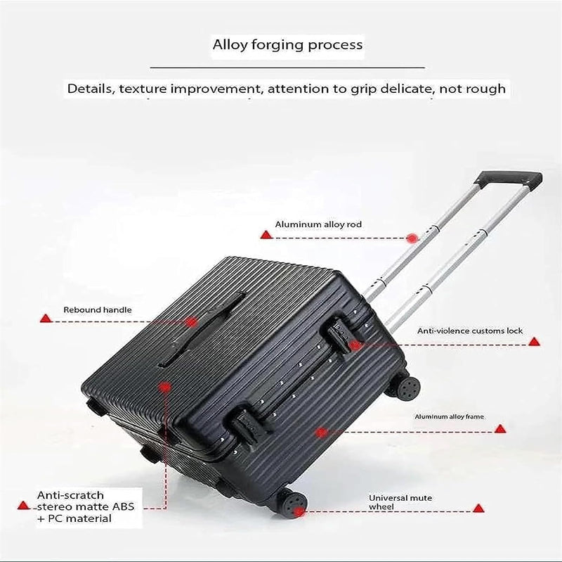 Hard Shell Carry-On Suitcase with Wide Handle and Aluminium Frame