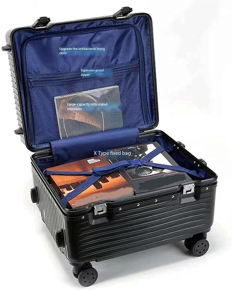 Hard Shell Carry-On Suitcase with Wide Handle and Aluminium Frame