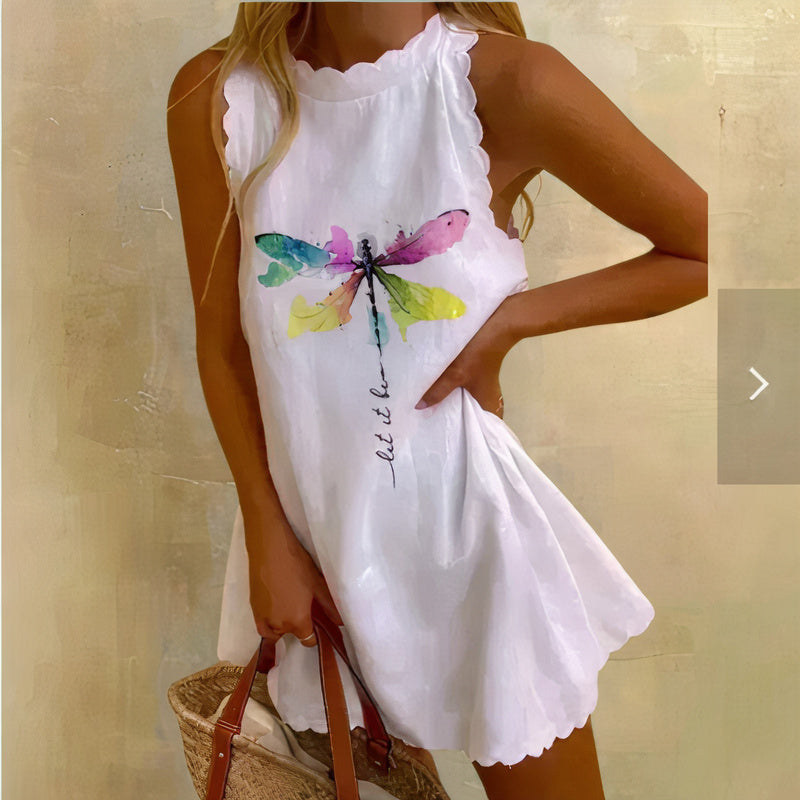 Summer Dress - Eva-White (Butterfly Print)-XS-State of Style