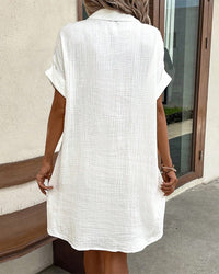 Summer dress with Button Closure and Short Sleeves – Lotte-White-S-State of Style