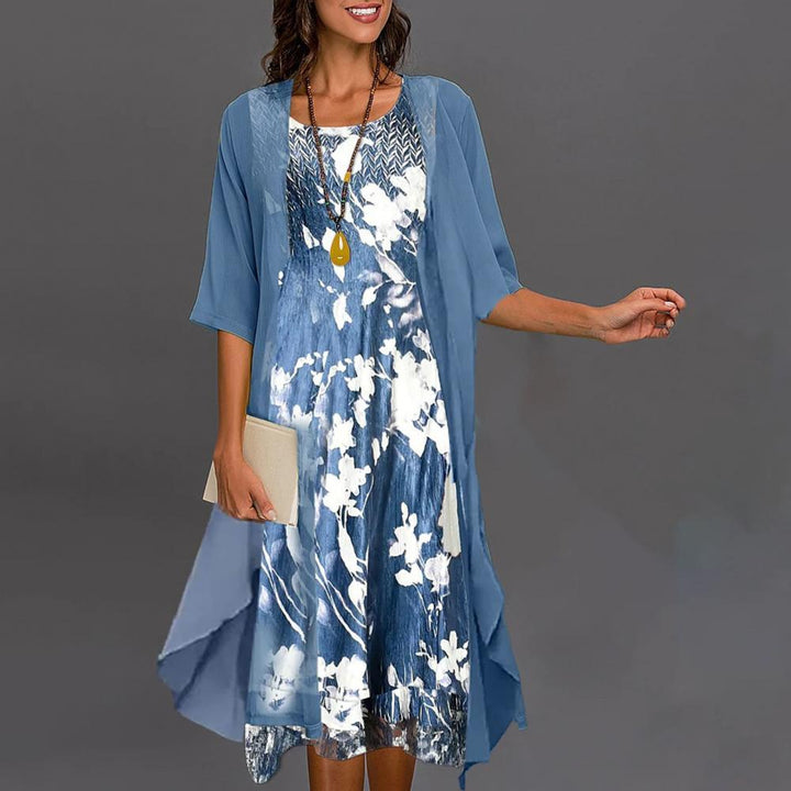 Summer Dress with Elastic Waist - Théa-Blue-S-State of Style