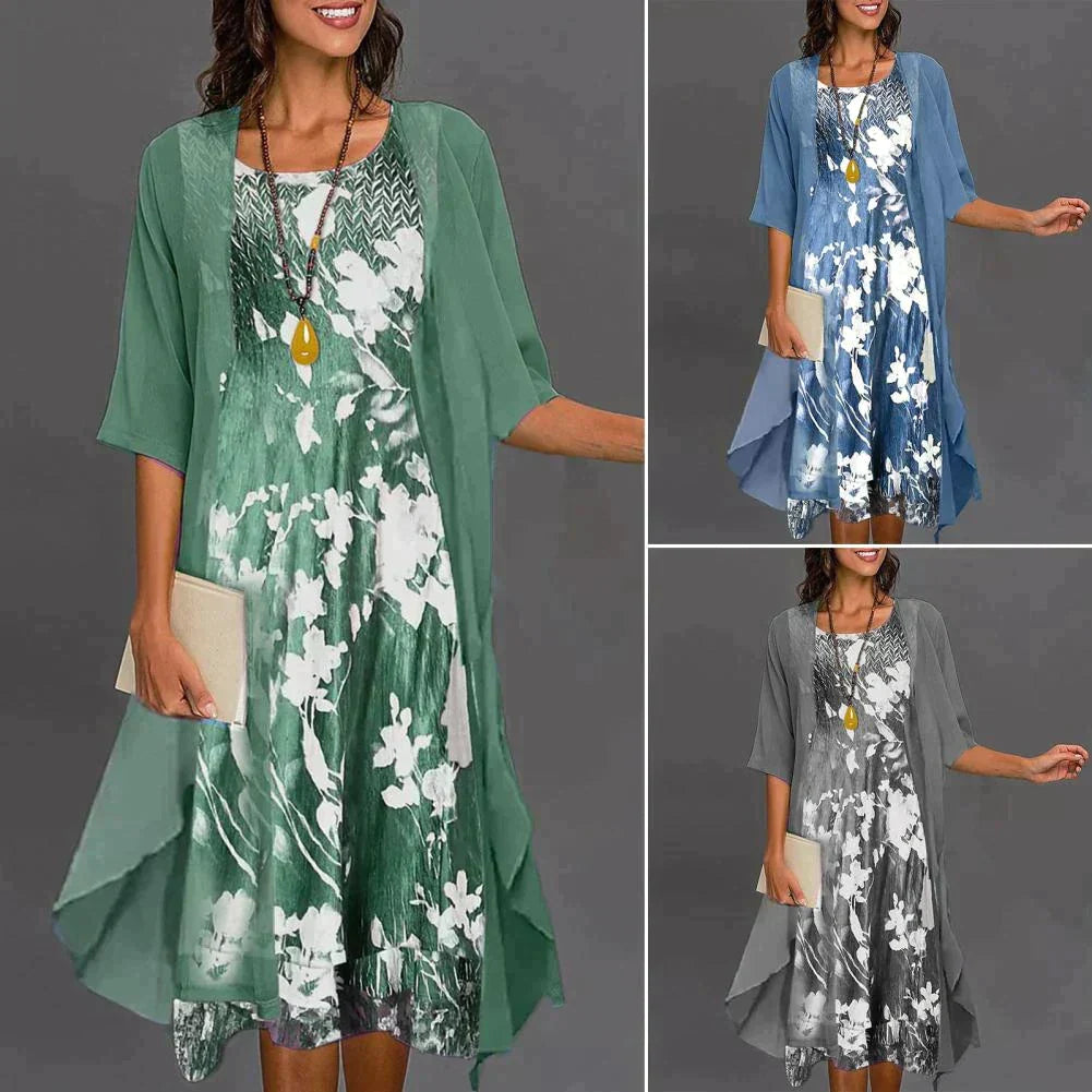 Summer Dress with Elastic Waist - Théa-Blue-S-State of Style