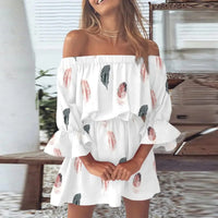 Summer dress with floral print and flared sleeves – Mireille-White-S-State of Style