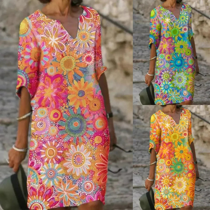 Summer dress with floral print - Marisol-Yellow-S-State of Style