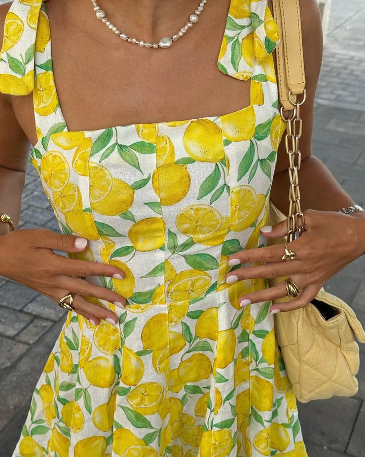 Summer dress with lemon print – Lianne-XS-State of Style
