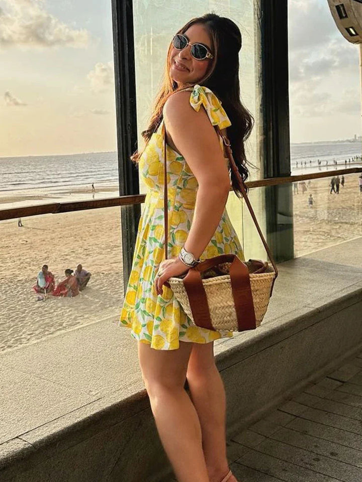 Summer dress with lemon print – Lianne-XS-State of Style