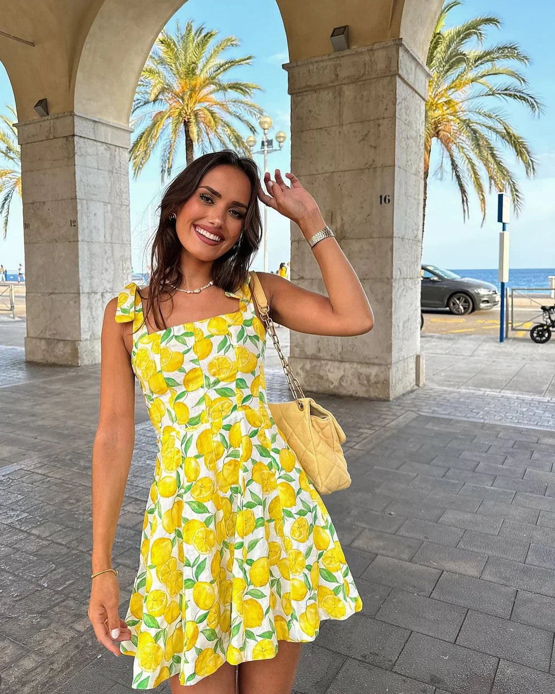 Summer dress with lemon print – Lianne-XS-State of Style