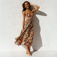Summer dress with print and backless design – Elora-Orange-S-State of Style