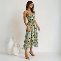 Summer dress with print and backless design – Elora-Yellow-S-State of Style