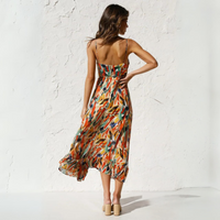 Summer dress with print and backless design – Elora-Yellow-S-State of Style