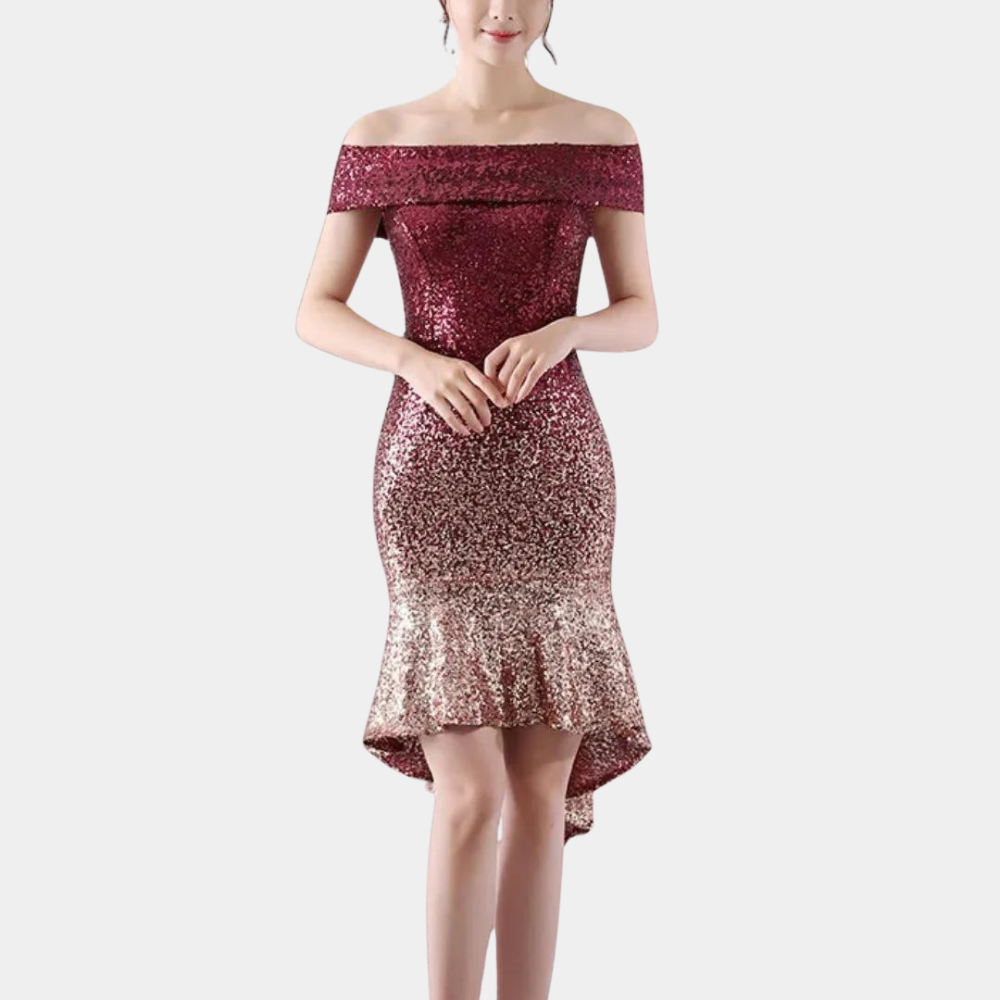 Summer Dress with Sequins – Celeste-Bordeaux rod-S-State of Style