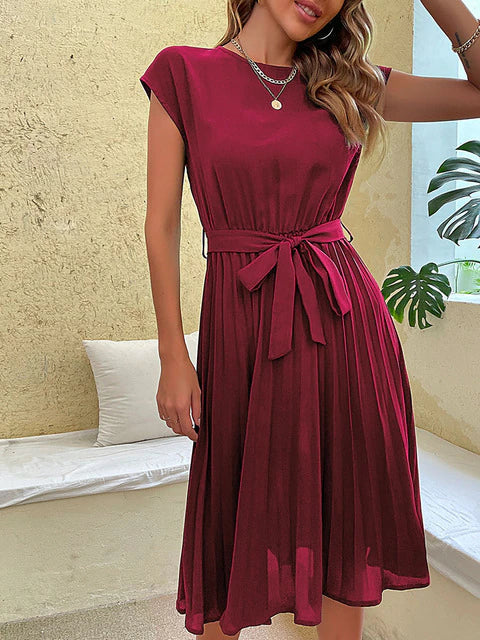 Summer dress with Short Sleeves – Amara-Bordeaux red-S-State of Style