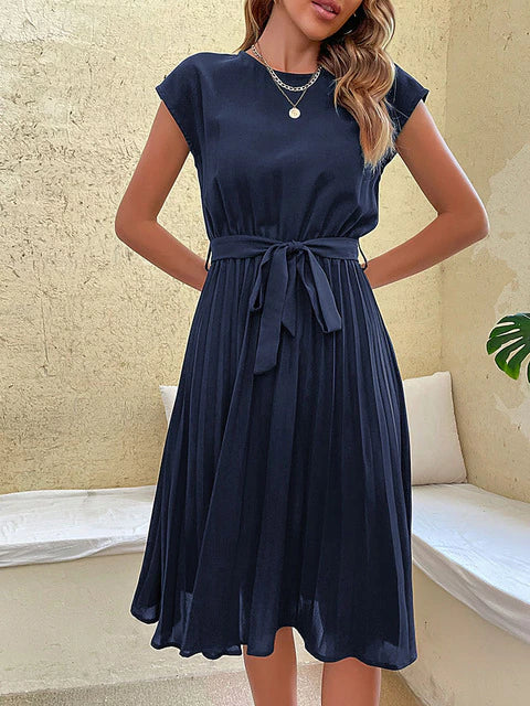 Summer dress with Short Sleeves – Amara-Dark blue-S-State of Style