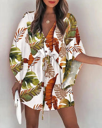 Summer dress with V-neck and ruffle sleeves – Amira-A-S-State of Style