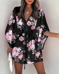 Summer dress with V-neck and ruffle sleeves – Amira-D-S-State of Style