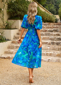 Summer Dress with V-neck – Sophie-Blue-S-State of Style