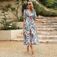 Summer Dress with V-neck – Sophie-Colourful-S-State of Style