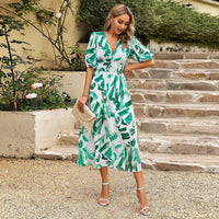 Summer Dress with V-neck – Sophie-Green-S-State of Style