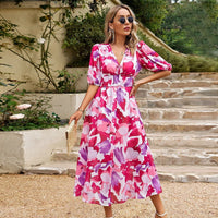 Summer Dress with V-neck – Sophie-Pink-S-State of Style