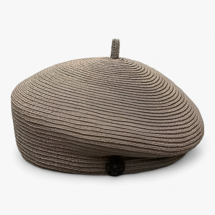 Summer fedora hat for women made of straw – light & stylish-Gray curry grass-Average size 55-57 cm-State of Style