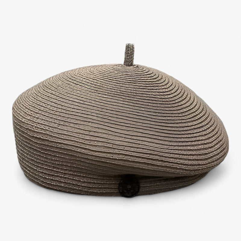 Summer fedora hat for women made of straw – light & stylish-Gray curry grass-Average size 55-57 cm-State of Style