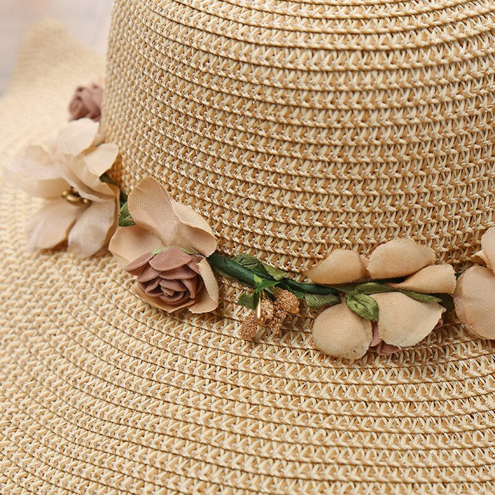 Summer hat with floral pattern – Liora-Beige-State of Style