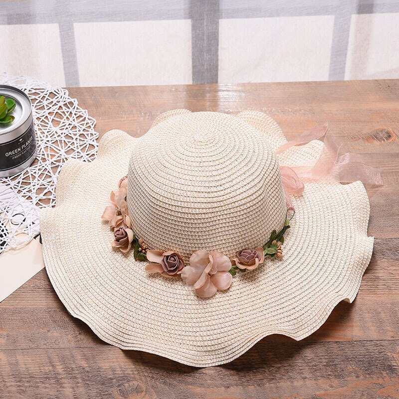 Summer hat with floral pattern – Liora-Beige-State of Style
