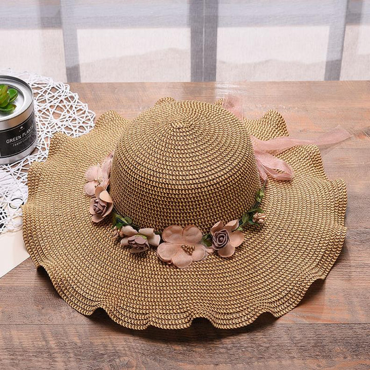 Summer hat with floral pattern – Liora-Khaki-State of Style