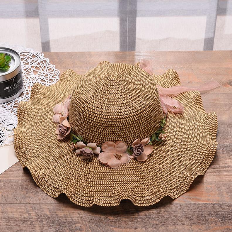 Summer hat with floral pattern – Liora-Khaki-State of Style
