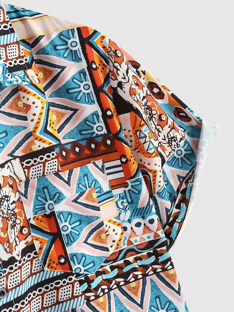 Summer Ladies' Shirt with Ethnic Print and Chest Pocket – Nova-S-State of Style