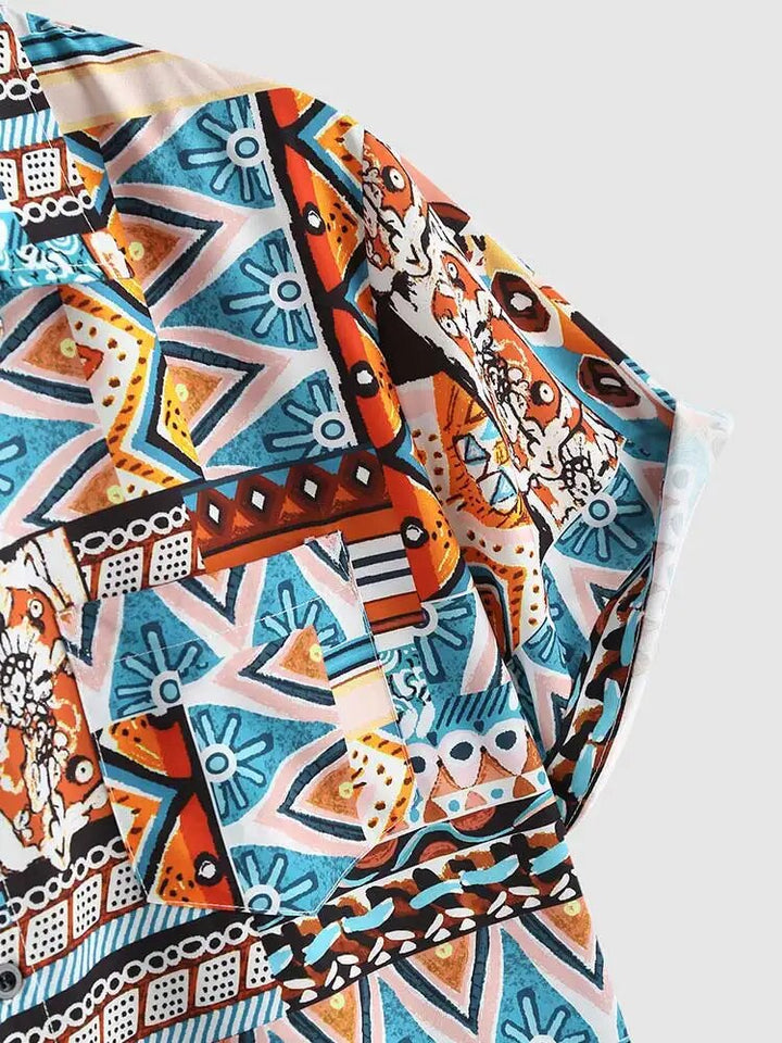 Summer Ladies' Shirt with Ethnic Print and Chest Pocket – Nova-S-State of Style