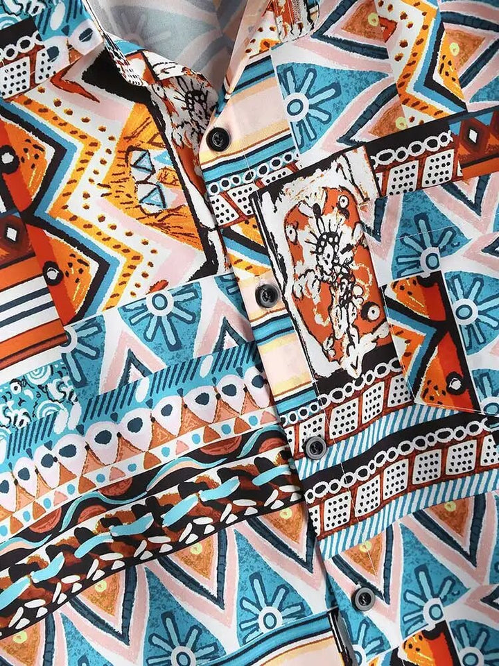 Summer Ladies' Shirt with Ethnic Print and Chest Pocket – Nova-S-State of Style