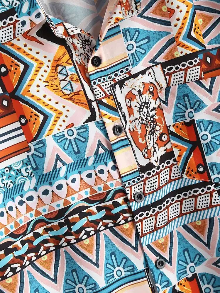 Summer Ladies' Shirt with Ethnic Print and Chest Pocket – Nova-S-State of Style