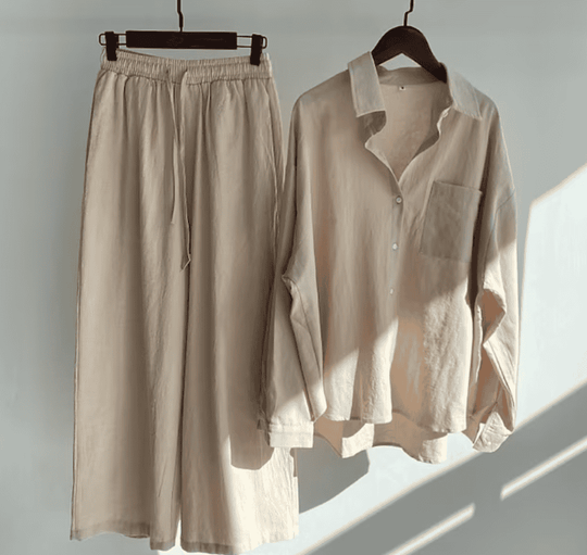 Summer Linen Set | Primavera Bella Casual Outfit-Beige-S-State of Style