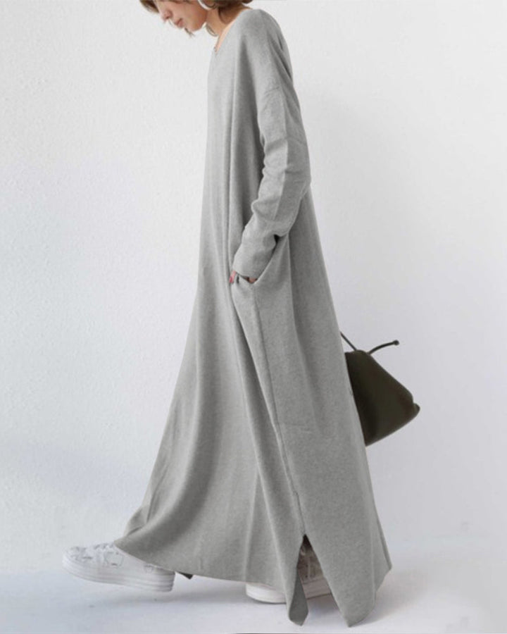Summer Maxi Dress in Cotton-Linen Blend – Sorella-Grey-S-State of Style
