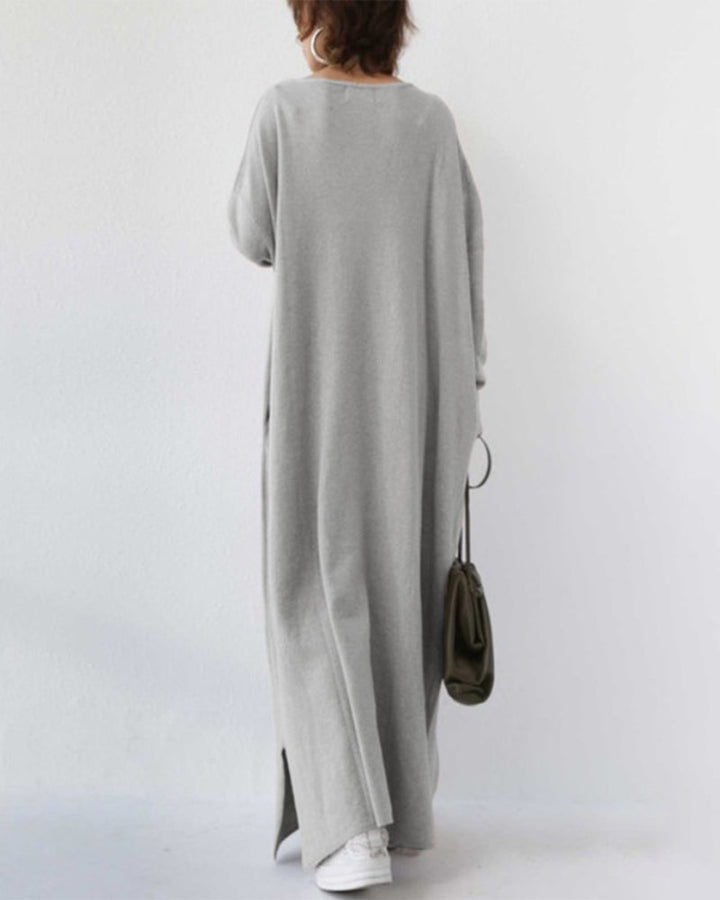 Summer Maxi Dress in Cotton-Linen Blend – Sorella-Grey-S-State of Style