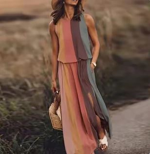 Summer Maxi Dress with Unique Cut – Amara-Ombre-S-State of Style