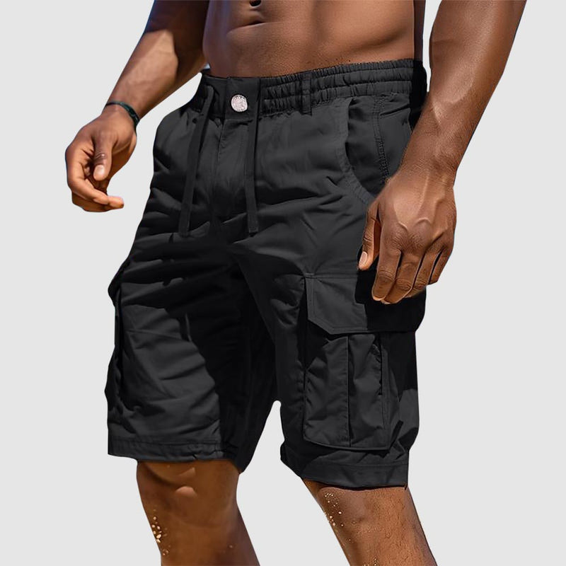 Summer Men's Cargo Shorts in Cotton Blend – Rafael-Black-S-State of Style