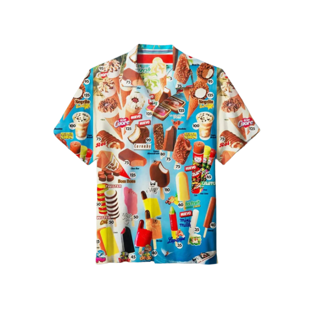 Summer Men's Shirt with Ice Cream Print – Luca-Blue/White-S-State of Style