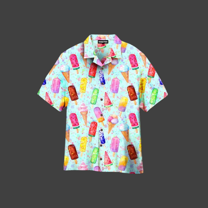 Summer Men's Shirt with Ice Cream Print – Luca-Mint green-S-State of Style