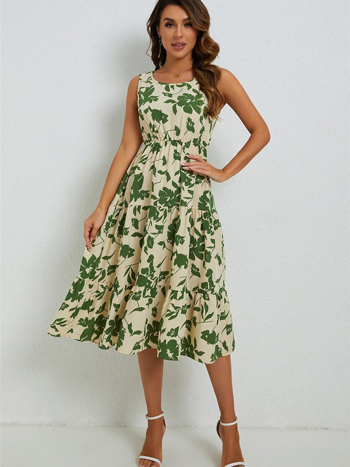 Summer Midi Dress with Floral Print – Fenna-XS-State of Style