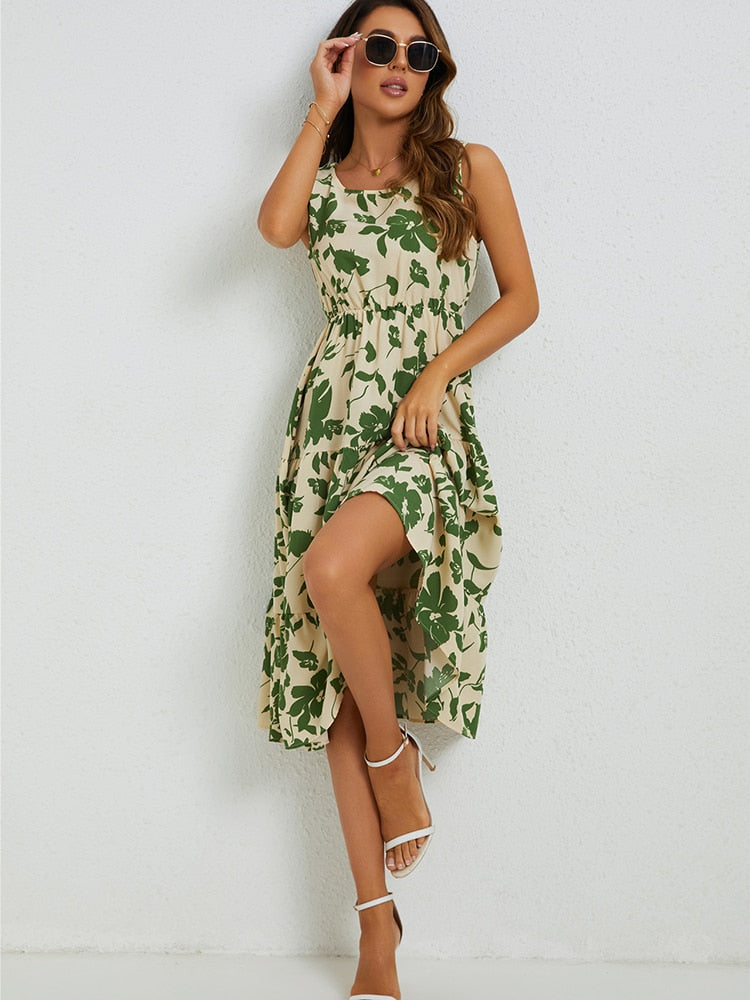 Summer Midi Dress with Floral Print – Fenna-XS-State of Style