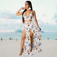 Summer Set with Halter Top and Long Skirt with Split – Naïma-Multicoloured-S-State of Style